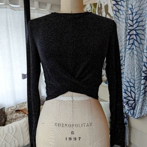 Black Stretch Knotted Top - Size M - H&M